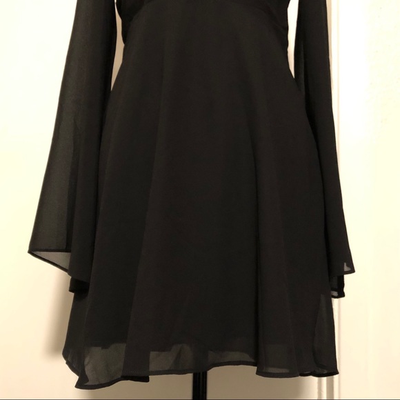 Forever 21 Black Floral Embroidered Bell Sleeve Dress - Picture 10 of 13